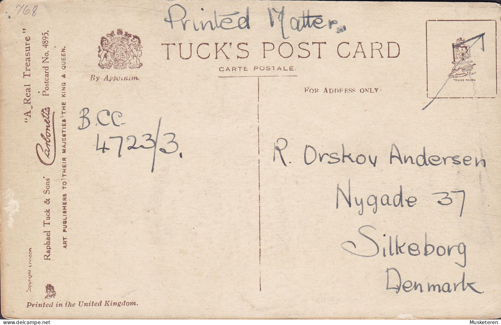 United Kingdom PPC 'A Real Treasure' Raphael Tuck 'Carbonette' No. 4895 Maximum Frontside Franked BURY ST. EDMUNDS 1924 - Mode