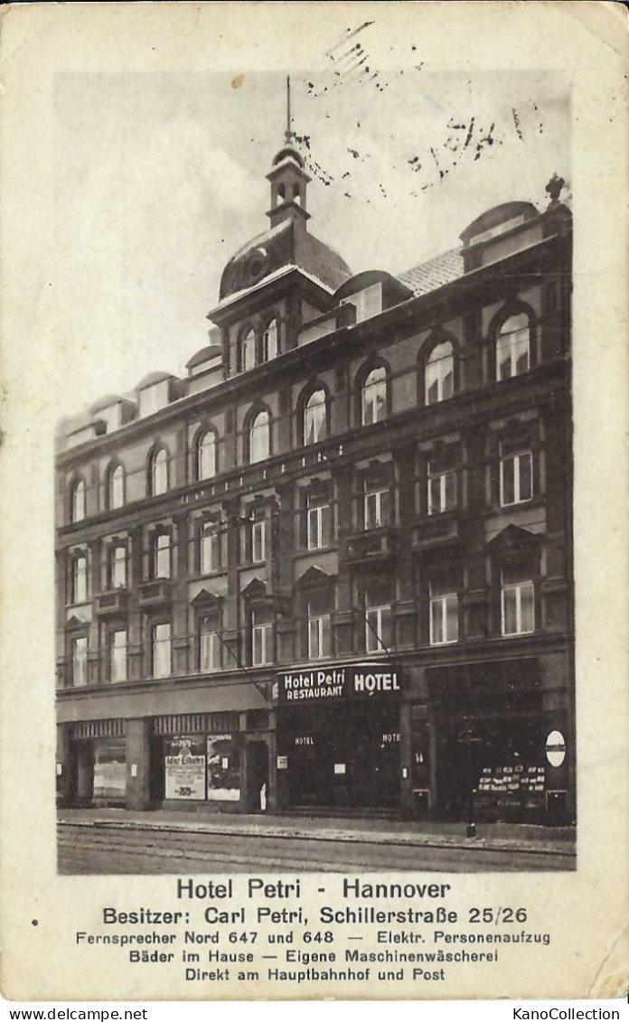 Hannover, Hotel Petri, Gelaufen 1931 - Hotels & Restaurants