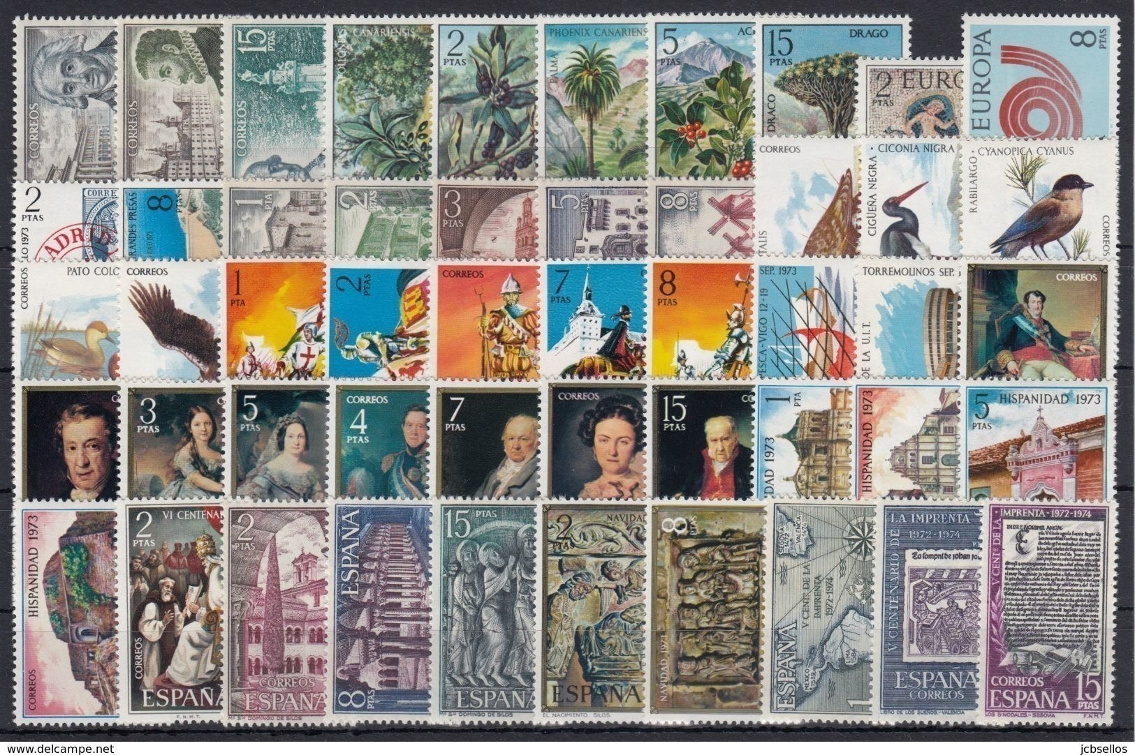 ESPAÑA 1973 Nº 2117/2165 AÑO COMPLETO NUEVO, MNH **, 50 SELLOS - Años Completos