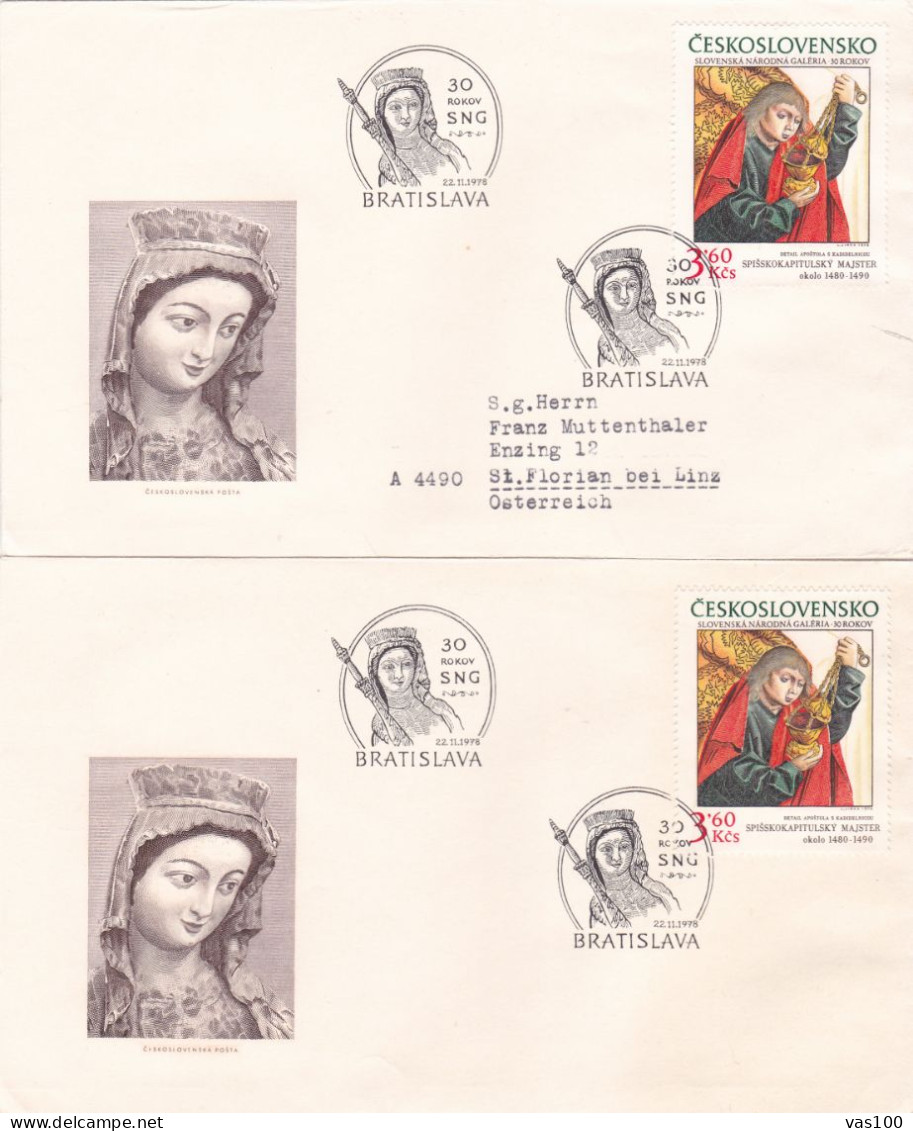 THE PAINTING 1978 COVERS 4 FDC CIRCULATED Tchécoslovaquie - Cartas & Documentos