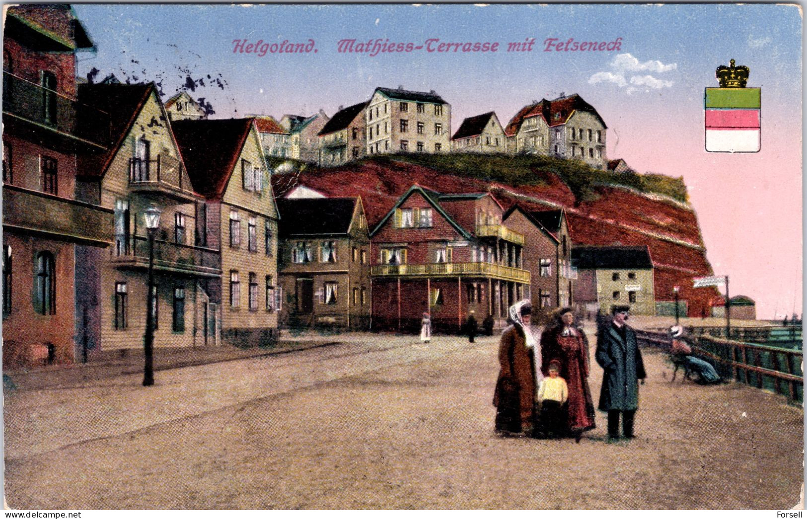 Helgoland , Mathiess-Terasse Mit Felseneck (Stempel "Helgoland" 1923) - Helgoland