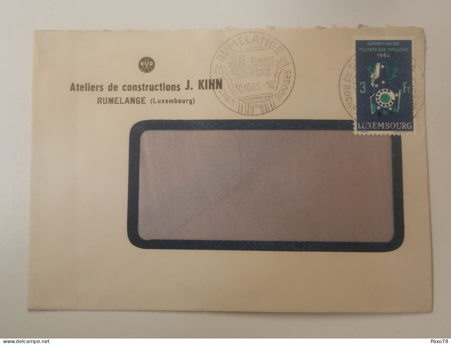 Enveloppe, Ateliers De Constructions J. Kihn, Rumelange 1963 - Briefe U. Dokumente