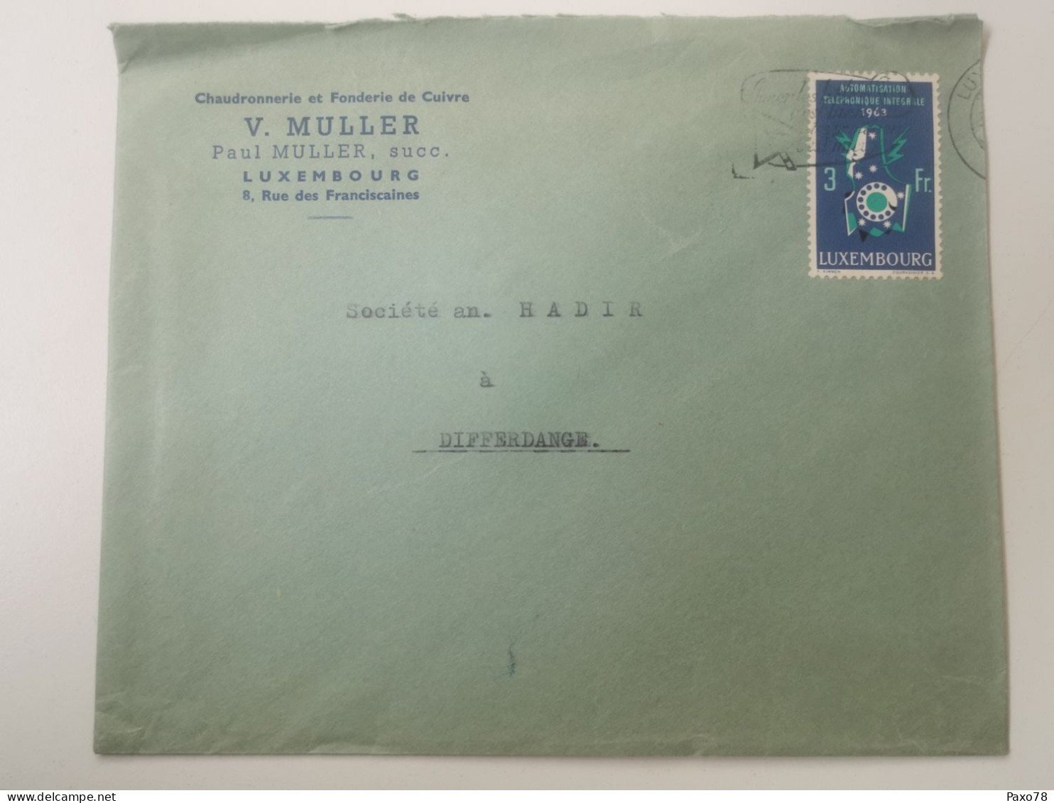 Enveloppe, Chaudronnerie V. Muller, Luxembourg - Brieven En Documenten