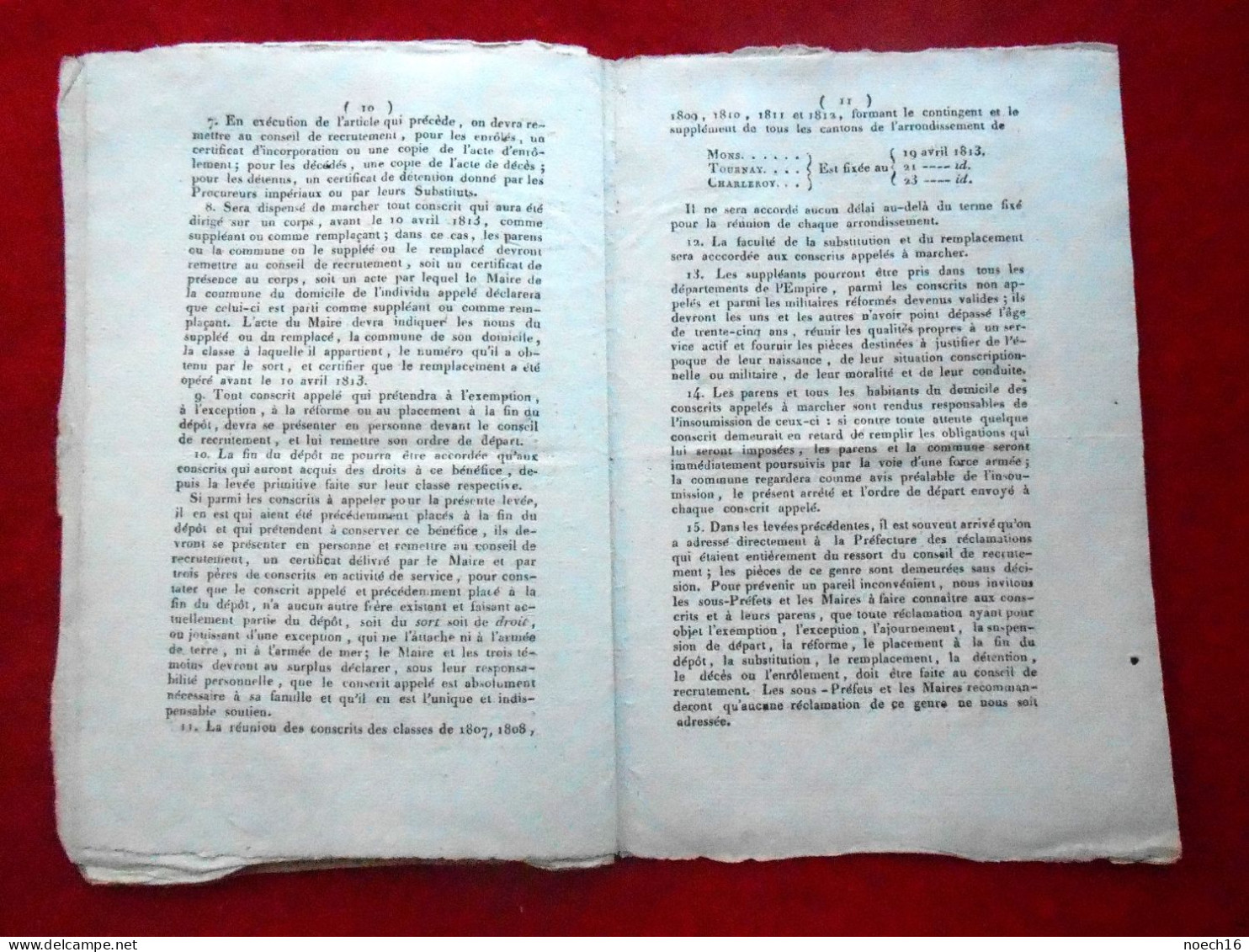 Département de Jemappe 1813. Décret Impérial, Organisation des Gardes D'Honneur par Napoléon 1er