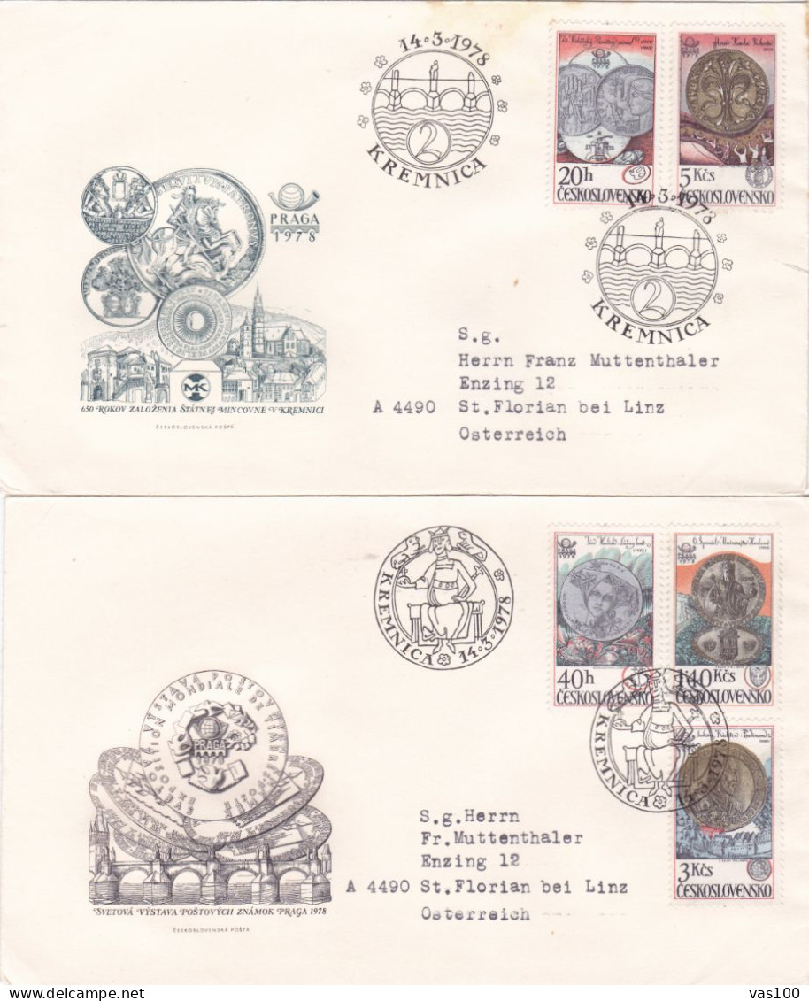 ARCHITECTURE 1978 COVERS 2 FDC CIRCULATED Tchécoslovaquie - Covers & Documents