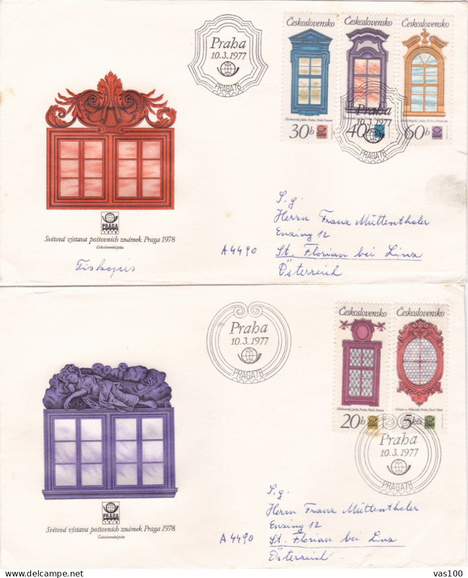 GLAZIERS 1977 COVERS 2 FDC CIRCULATED Tchécoslovaquie - Storia Postale