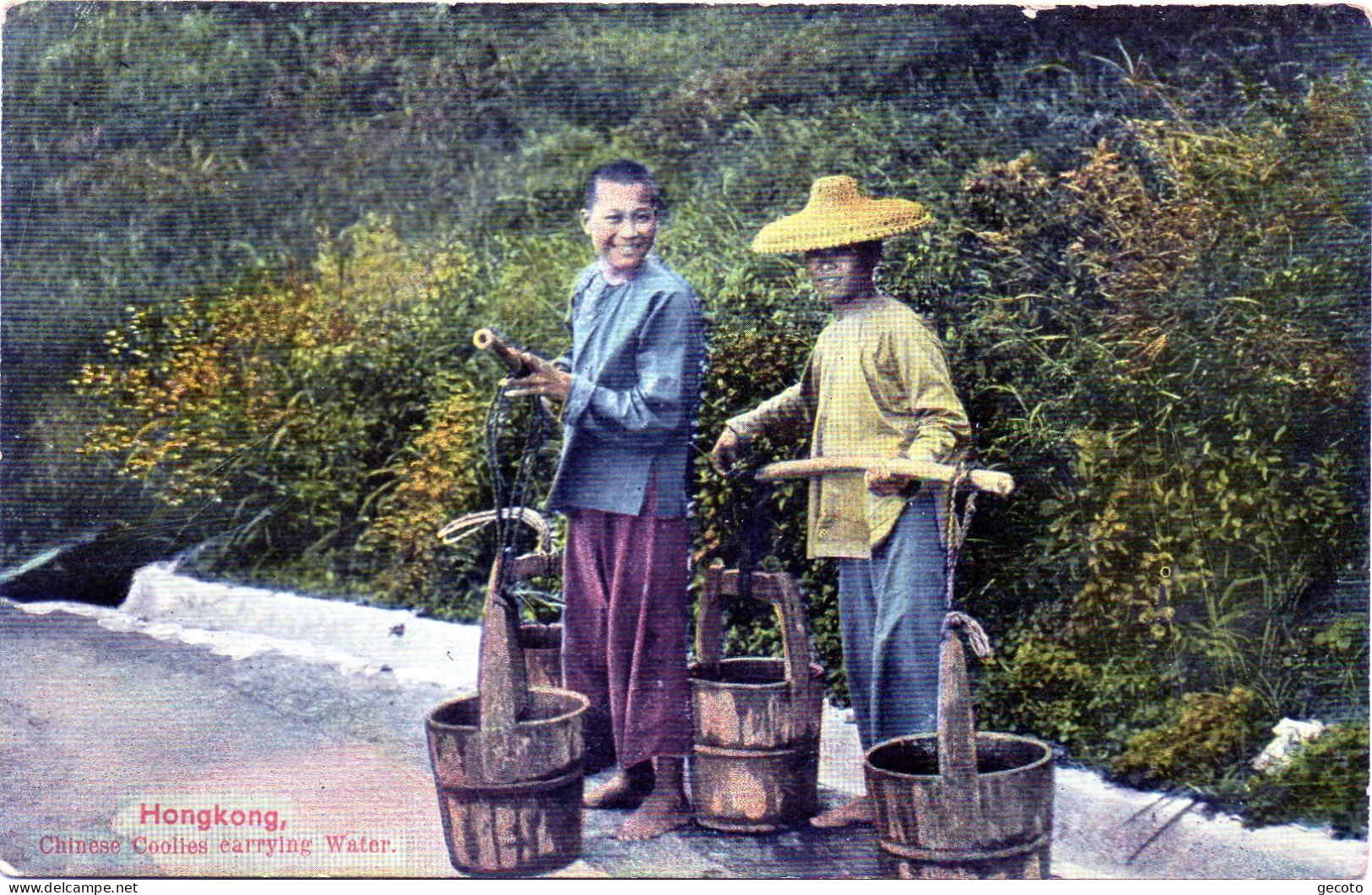 Chinese Coolies Carrying Water - Chine (Hong Kong)