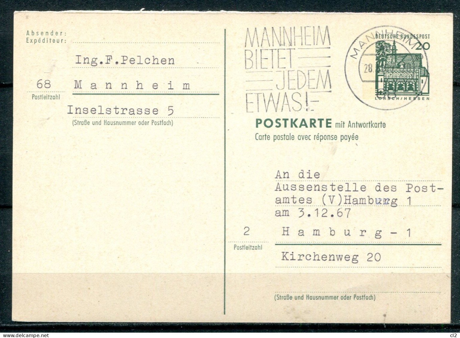 REPUBLIQUE FEDERALE ALLEMANDE - Michel P88 (MANNHEIM Bietet Jedem Etwas ) - Cartes Postales Illustrées - Oblitérées