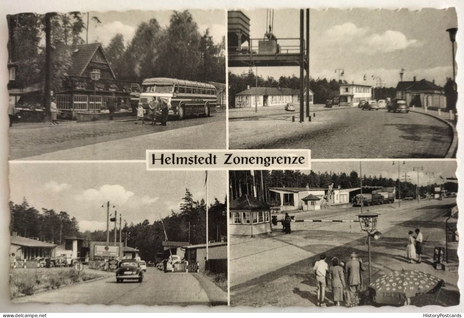 Helmstedt Zonengrenze, Bus, Autos, 4 Ansichten, 1955/60 - Helmstedt