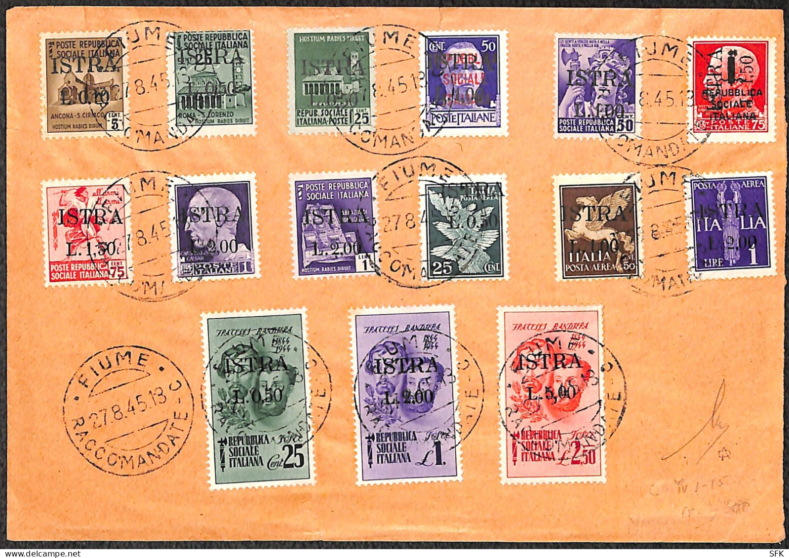 1945 Complete Set Of Fiume So-called. "Brothers Bandieri" On An Envelope Canceled  Sassone 1275 € - Poststempel