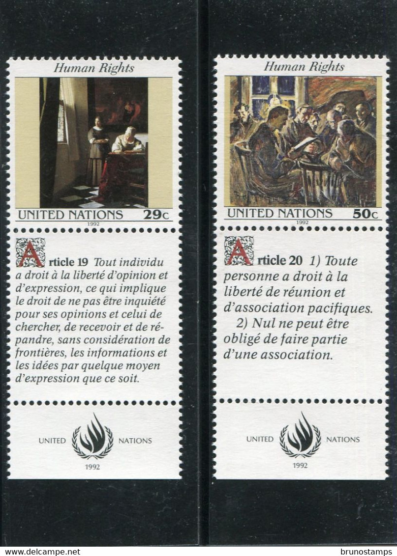 UNITED NATIONS - NEW YORK   - 1992  HUMAN RIGHTS  SET  WITH TABS  MINT NH - Ungebraucht