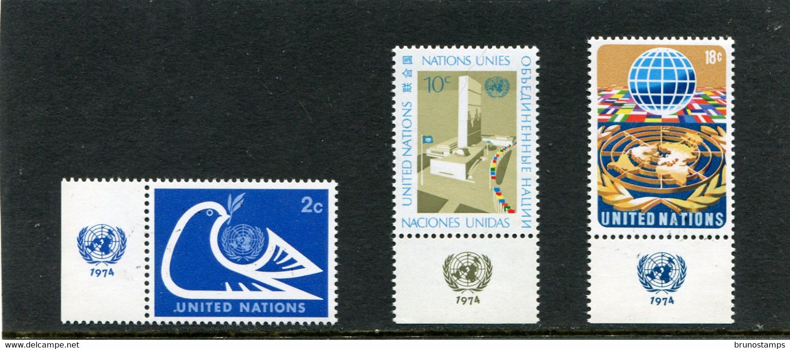UNITED NATIONS - NEW YORK   - 1974  DEFINITIVE   SET  WITH TABS  MINT NH - Ongebruikt