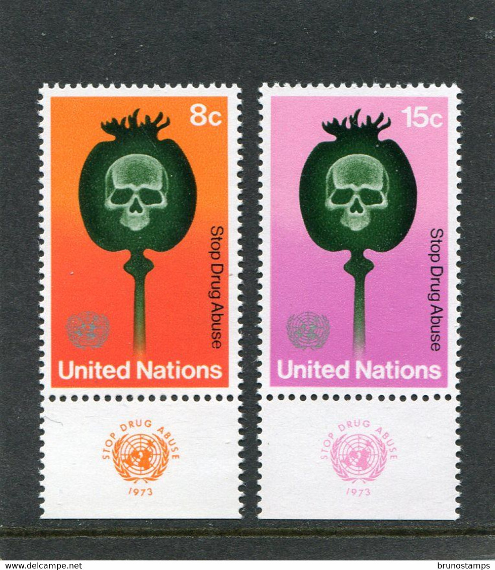 UNITED NATIONS - NEW YORK   - 1973  STOP DRUG  WITH TABS  SET  MINT NH - Unused Stamps