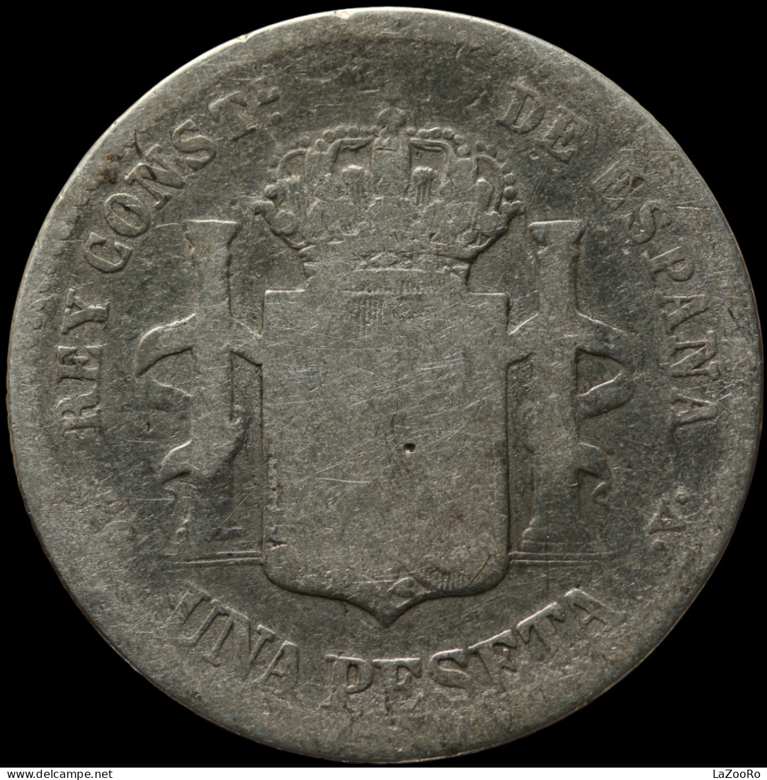 LaZooRo: Spain 1 Peseta 1894 VG / F - Silver - First Minting