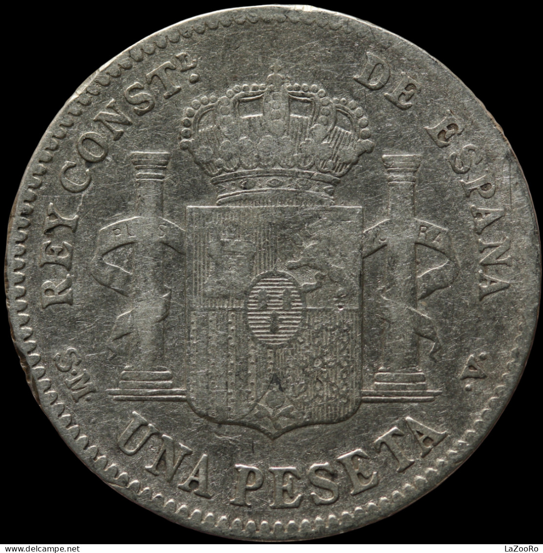 LaZooRo: Spain 1 Peseta 1901 F / VF - Silver - First Minting