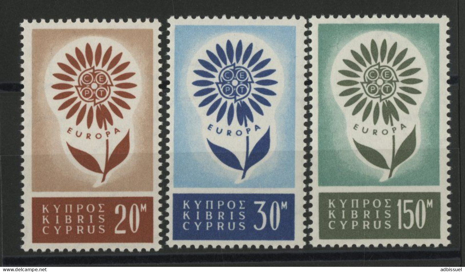 CHYPRE EUROPA N° 232 à 234 Neufs ** (MNH) Cote 60 € - 1964