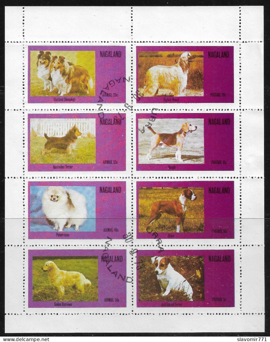 NAGALAND India ** 1973 ** DOGS Sheetlet ** CTO ** - Ungebraucht