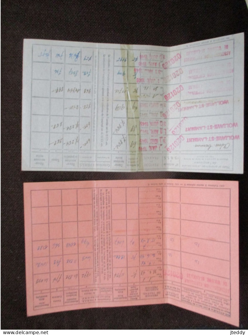 Lot Van 3 Stuks  1945--48   Brevet  D' Allocation  De  Vieillesse -  2 Carte De Sécurité Sociale   Woluwe ST .  LAMBERT - Woluwe-St-Lambert - St-Lambrechts-Woluwe