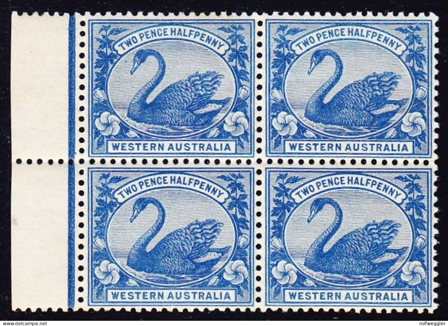 1901 2 1/2d Blau Postfrisch 4er Block Mit Bogenrand. - Mint Stamps