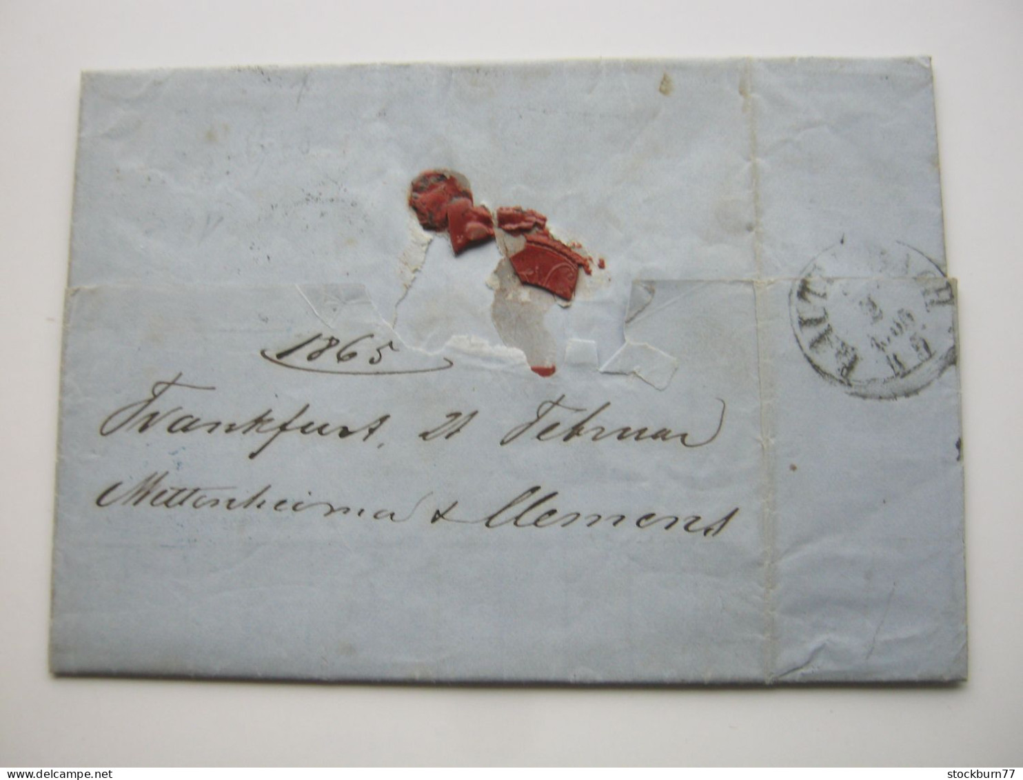 Thurn Und Taxis , 1865 , Frankfurt , Klarer  Stempel Auf Brief    "Muster Ohne Wert" - Briefe U. Dokumente