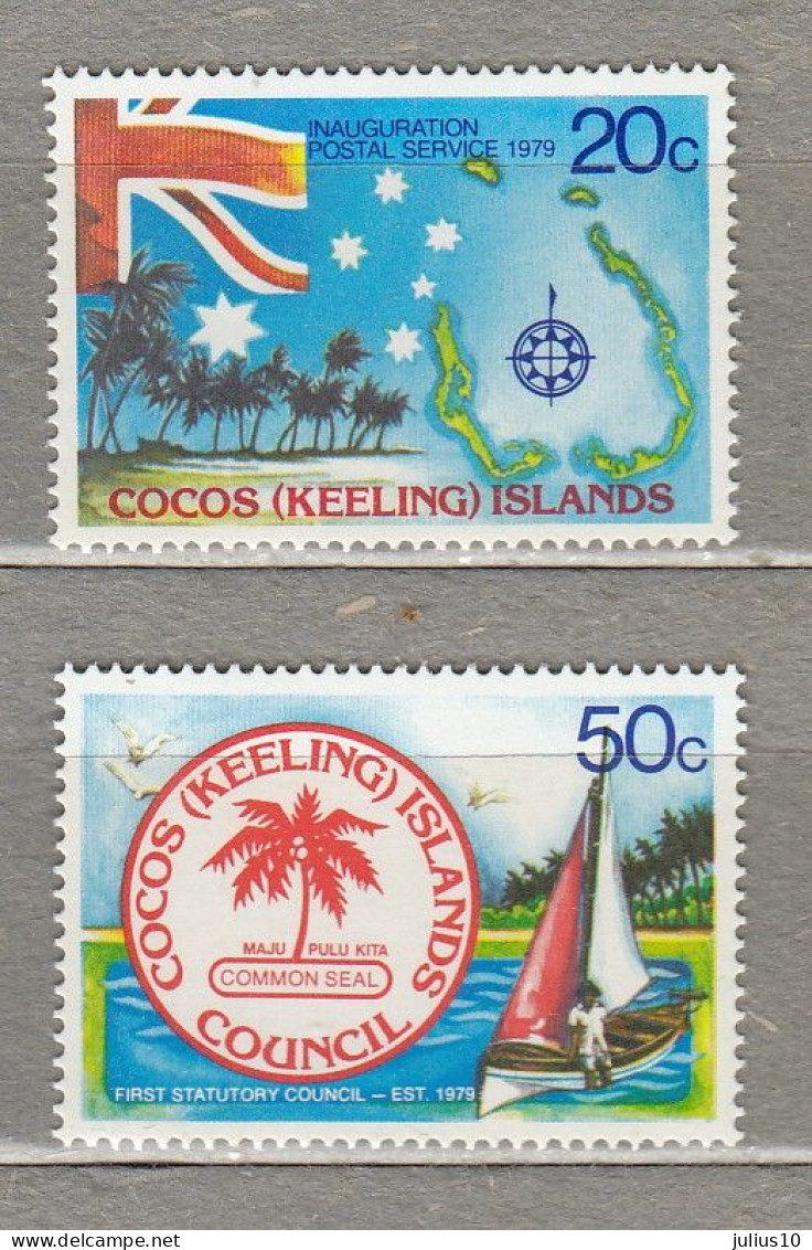 COCOS (Keeling) ISLANDS 1979 Ship Map MNH(**) Mi 32-33 #34372 - Kokosinseln (Keeling Islands)