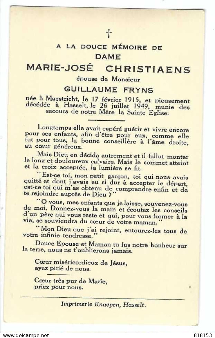 DP   MARIE-JOSE CHRISTIAENS  Maastricht 1915      Hasselt  1949 - Religion & Esotérisme