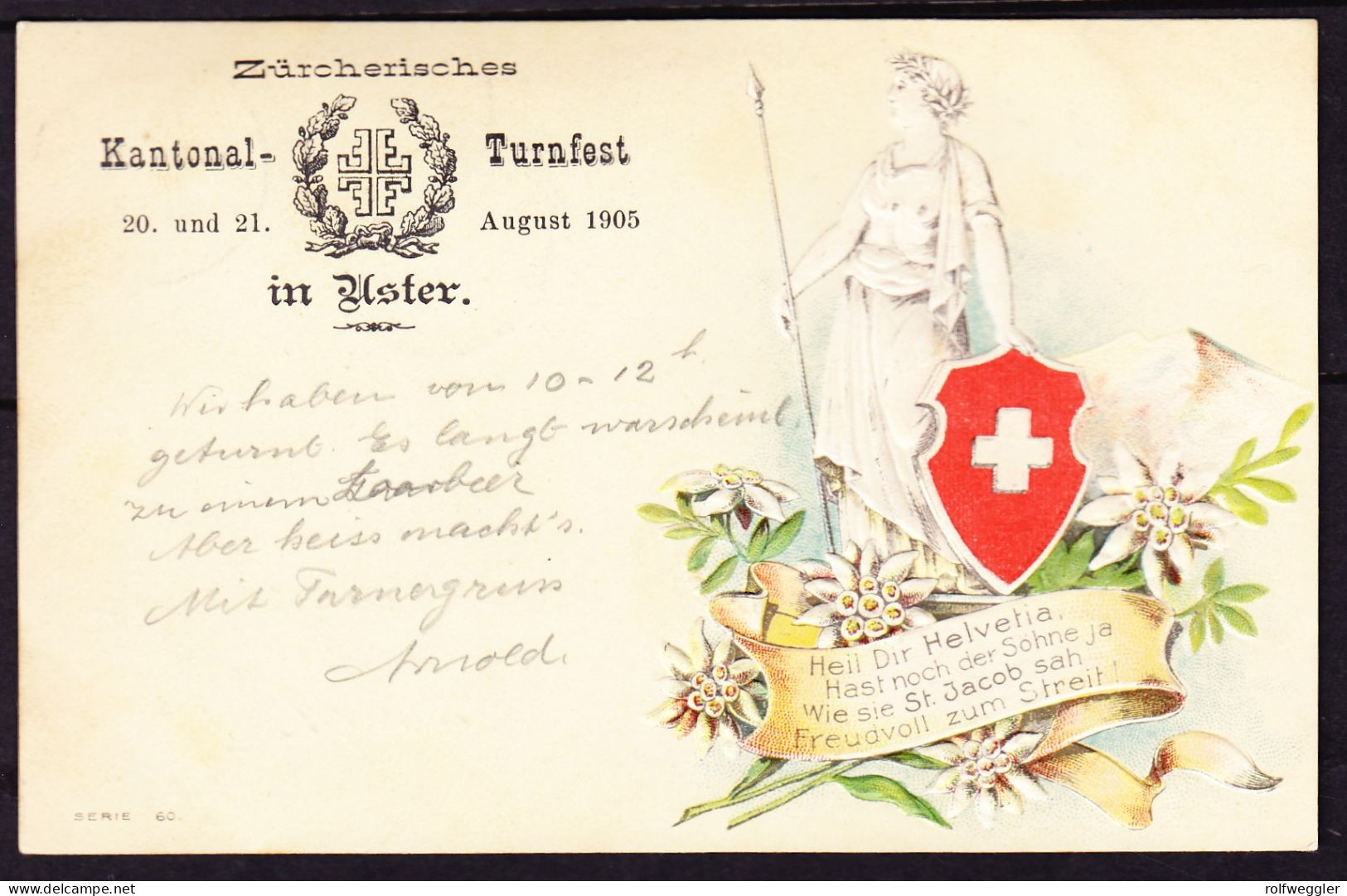 1905 Gelaufene Fest-Präge-AK: Kantonal-Turnfest In Uster. - Uster