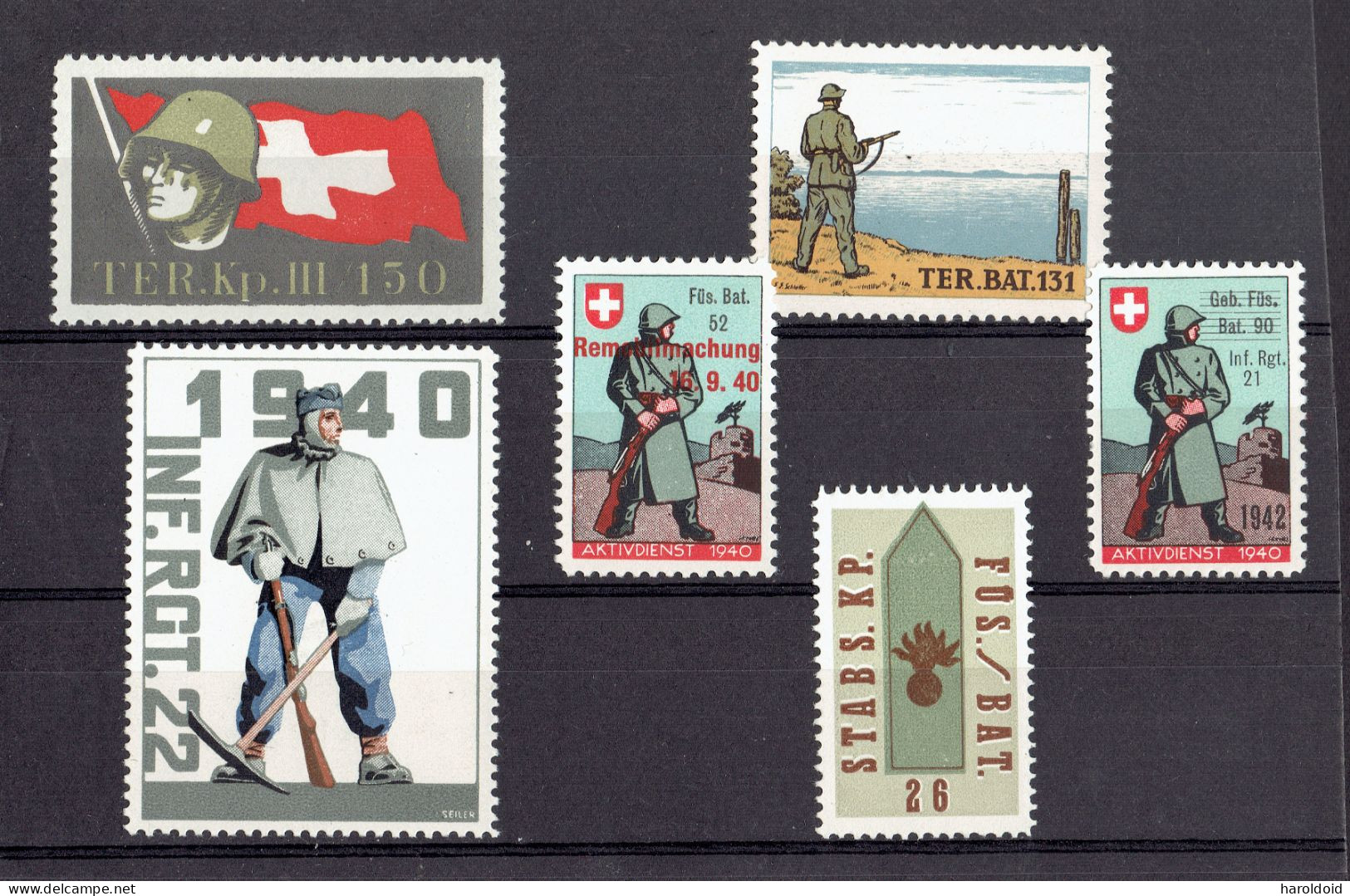 SUISSE ERINNOPHILIE - LOT 6 VIGNETTES XX MNH TTB - Vignettes