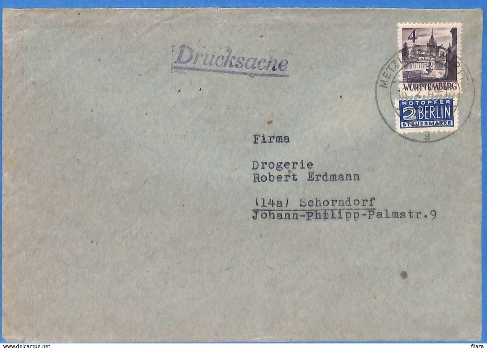 Allemagne Zone Française 1949 - Lettre De Metzingen - G27547 - Autres & Non Classés