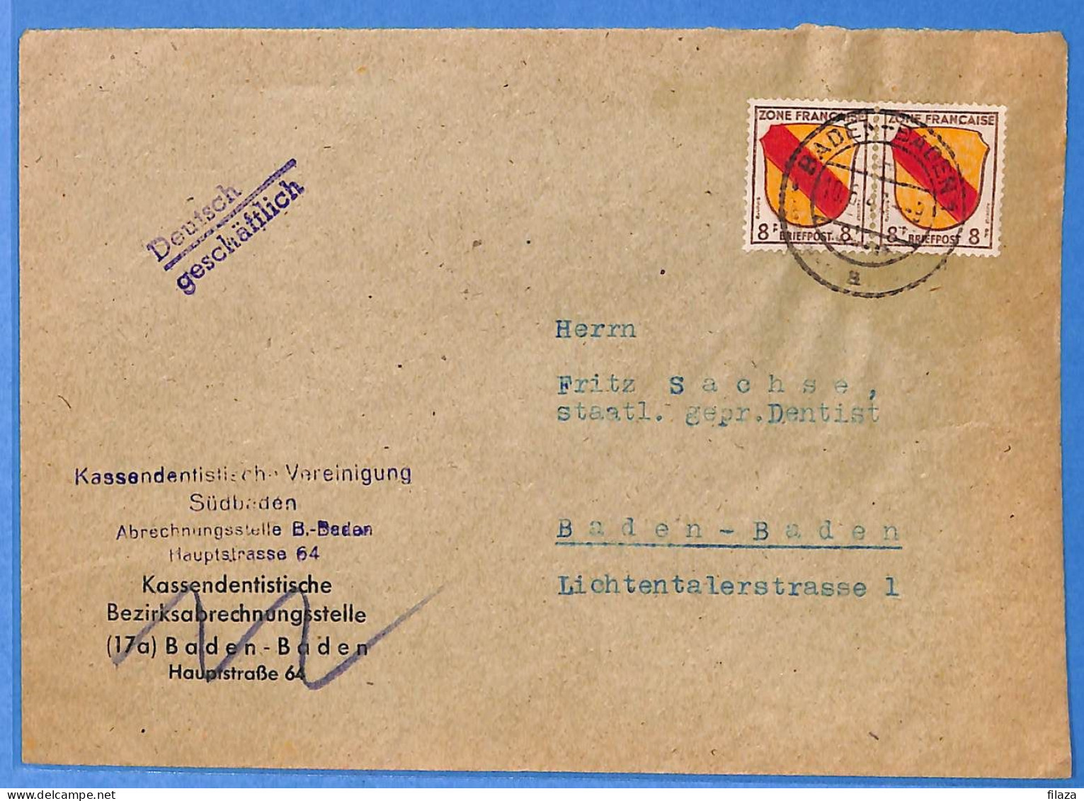 Allemagne Zone Française 1947 - Lettre De Baden-Baden - G27529 - Emisiones Generales