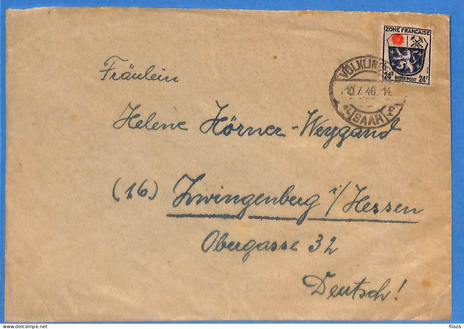 Allemagne Zone Française 1946 - Lettre De Volklingen - G27522 - Autres & Non Classés