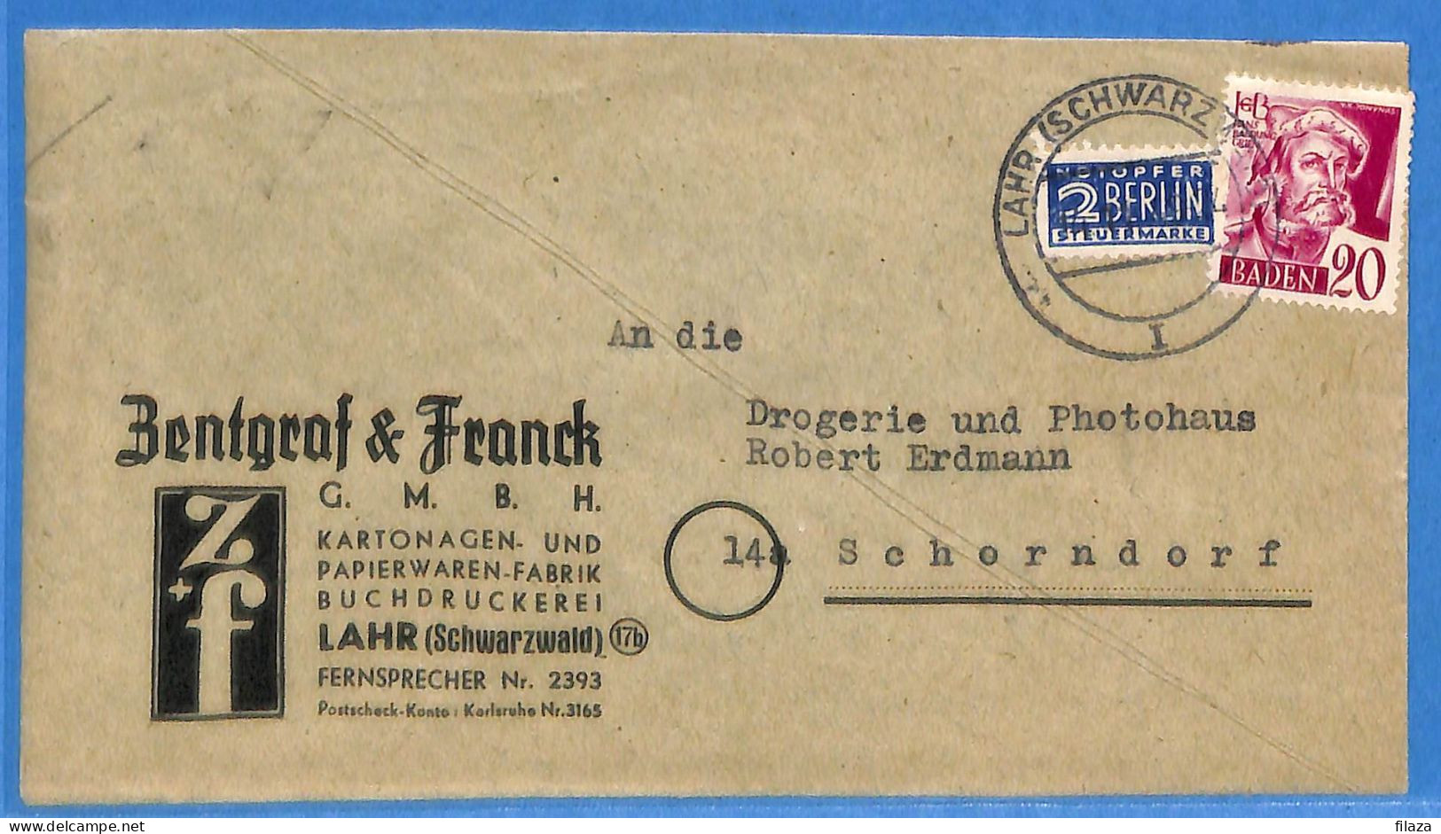 Allemagne Zone Française 1949 - Lettre De Lahr - G27490 - Otros & Sin Clasificación