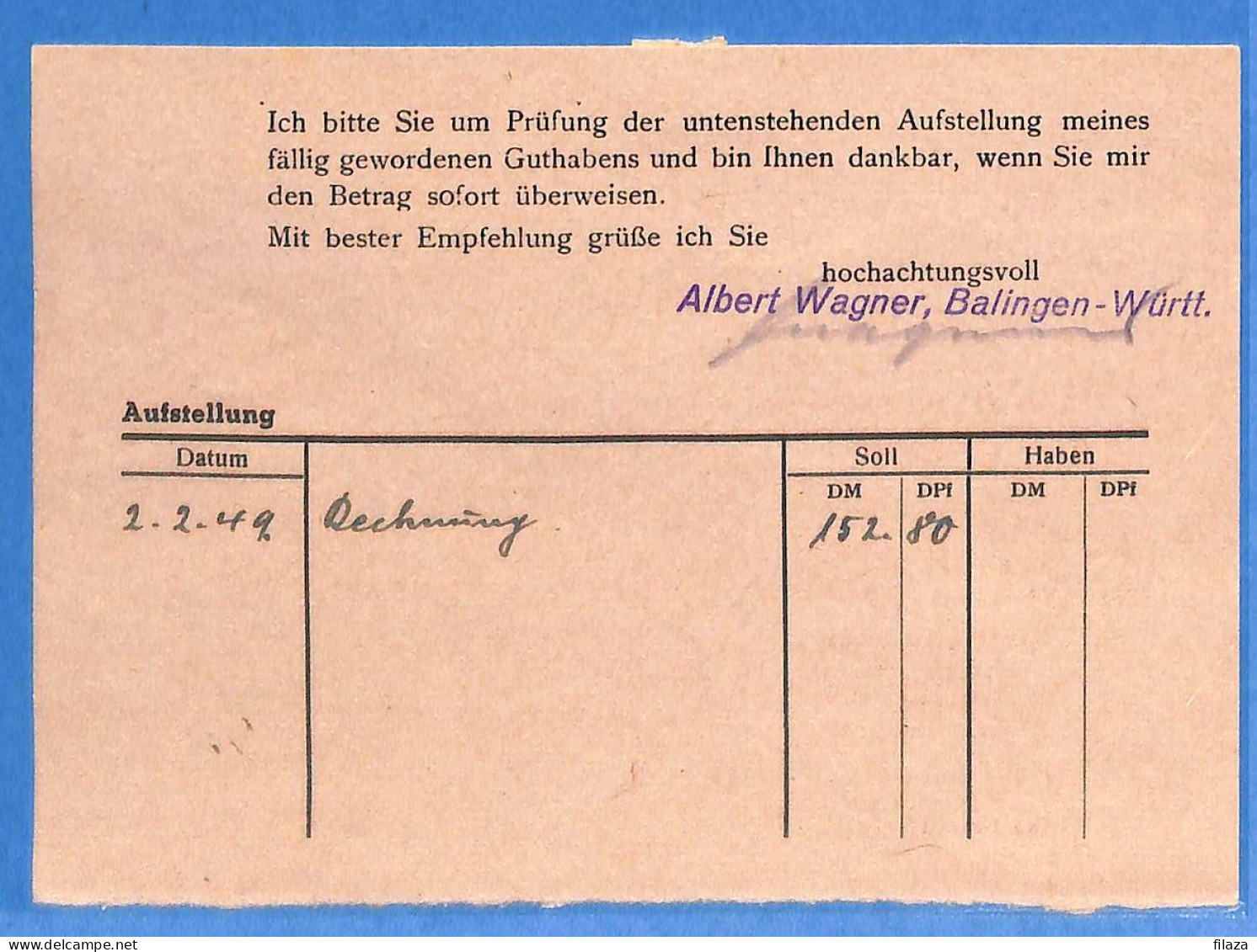 Allemagne Zone Française 1949 - Carte Postale De Balingen - G27482 - Andere & Zonder Classificatie