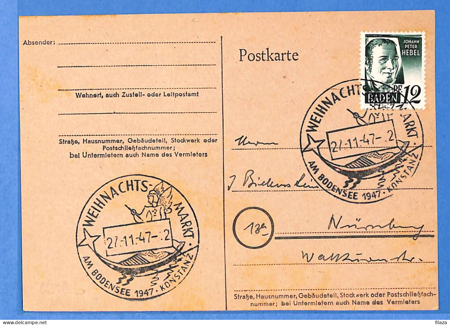 Allemagne Zone Française 1947 - Carte Postale De Konstanz - G27473 - Andere & Zonder Classificatie