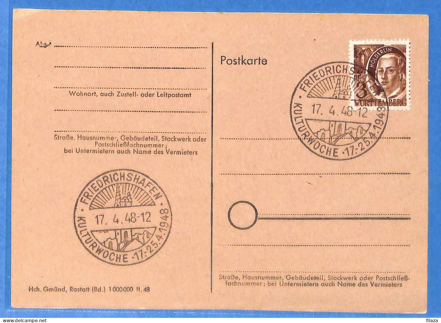 Allemagne Zone Française 1948 - Carte Postale De Friedrichshafen - G27471 - Andere & Zonder Classificatie