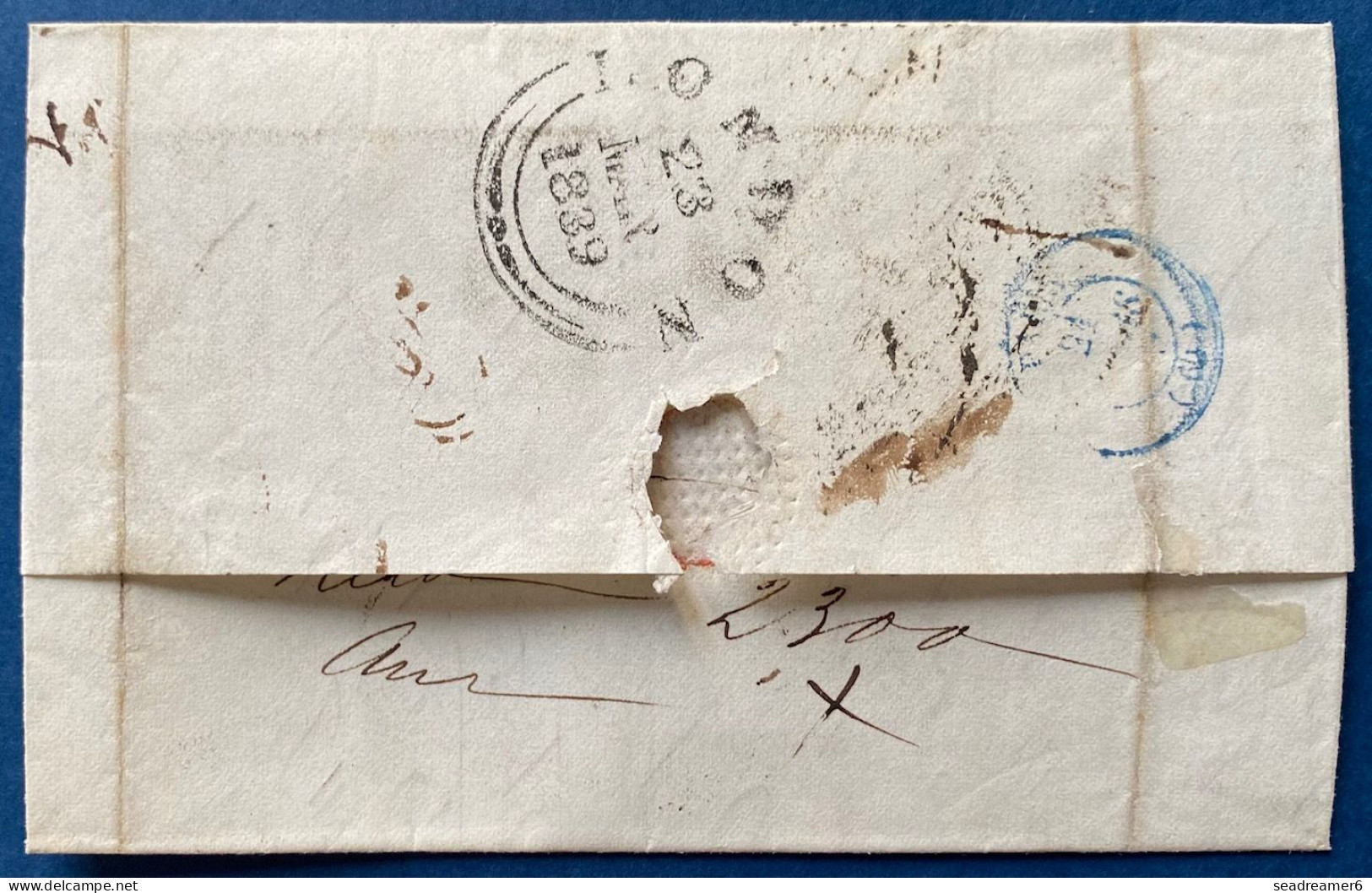 La HAVANE / CUBA 5 FEV 1839 Pour LONDON Via PARIS Entrée Par BORDEAUX T13 + Griffe " PAYS D'OUTREMER " + Taxes - Prephilately