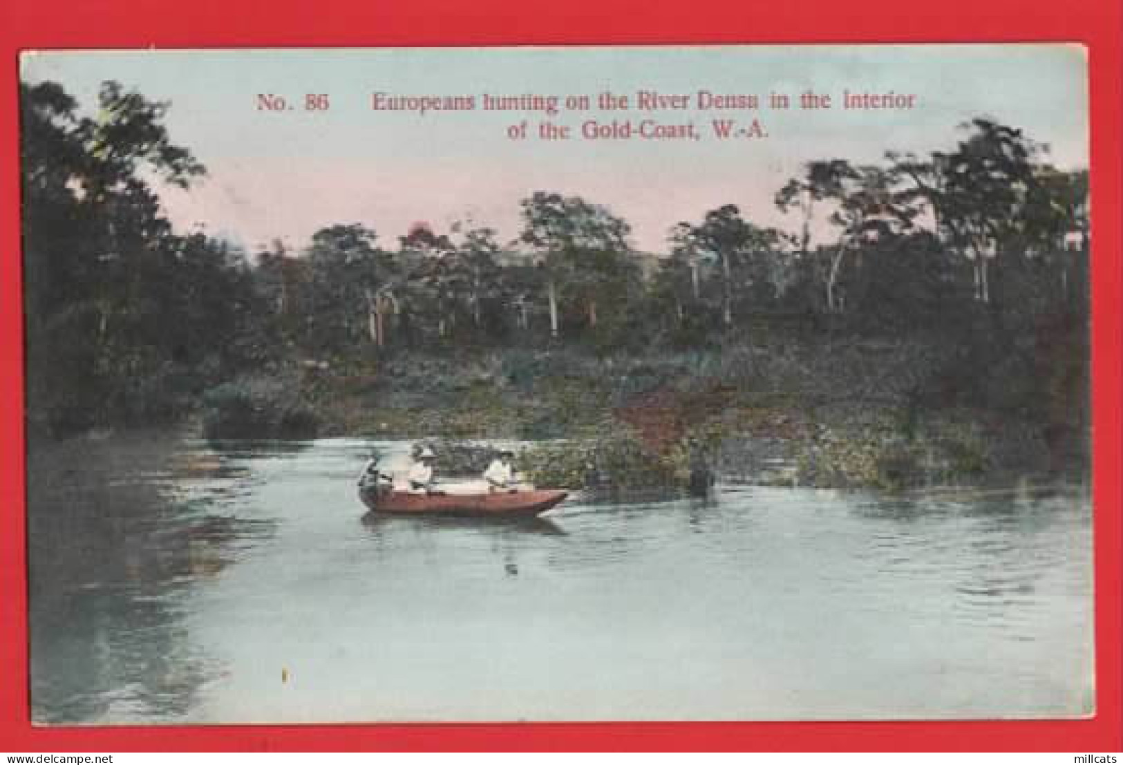 GOLD COAST   GHANA   EUROPEANS HUNTING ON RIVER DENSU W-A  MISSIONARY CARD  - Ghana - Gold Coast