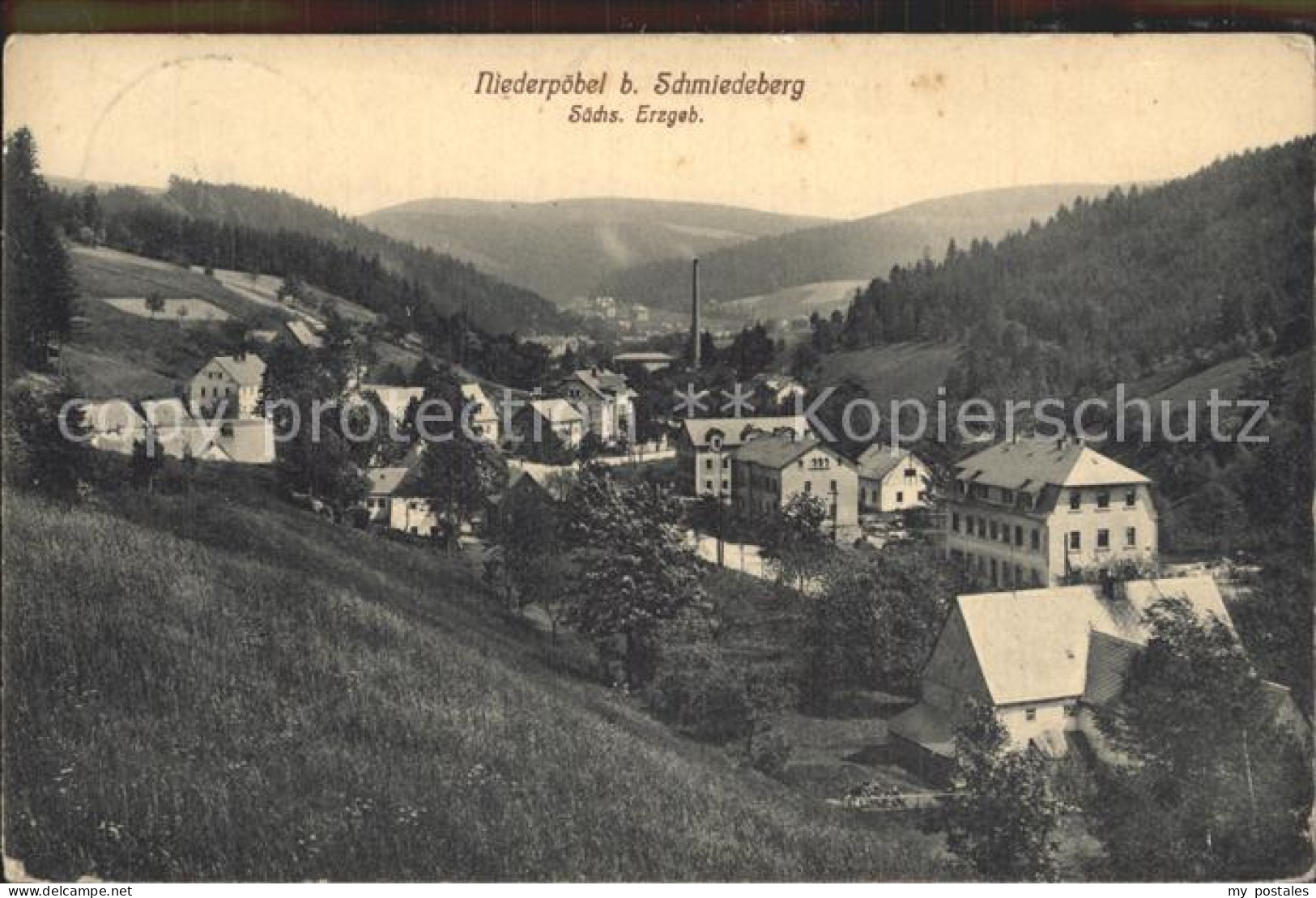 42364620 Niederpoebel Ortsansicht Englers Postkarte Niederpoebel - Schmiedeberg (Erzgeb.)