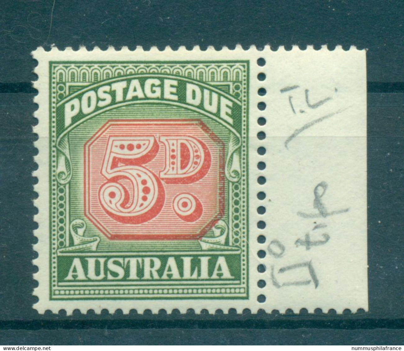 Australie 1958-60 - Y & T N. 77 Timbre-taxe - Série Courante (Michel N. 79 II) - Servizio