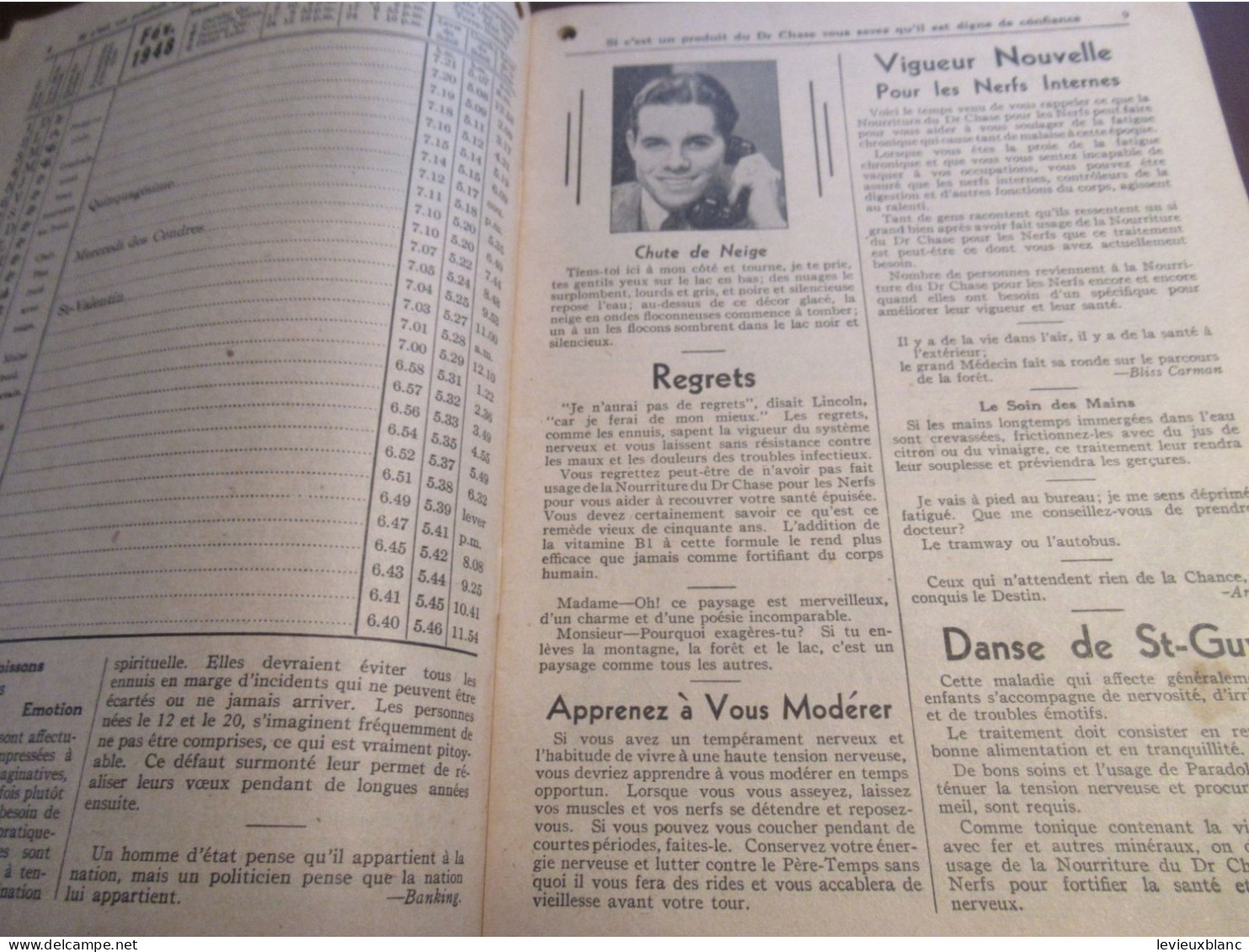 Almanach Calendrier Du Dr A.W. CHASE Pour Le Foyer, L'Atelier, La Ferme, Le Bureau/ Oakville-Canada/1948            ALM2 - Tamaño Grande : 1941-60