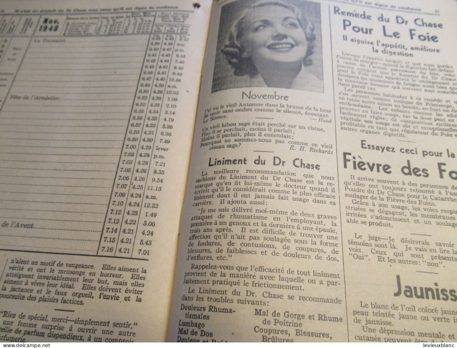 Almanach Calendrier du Dr A.W. CHASE pour le Foyer, l'Atelier, la Ferme, le Bureau/ Oakville-Canada/1948            ALM2