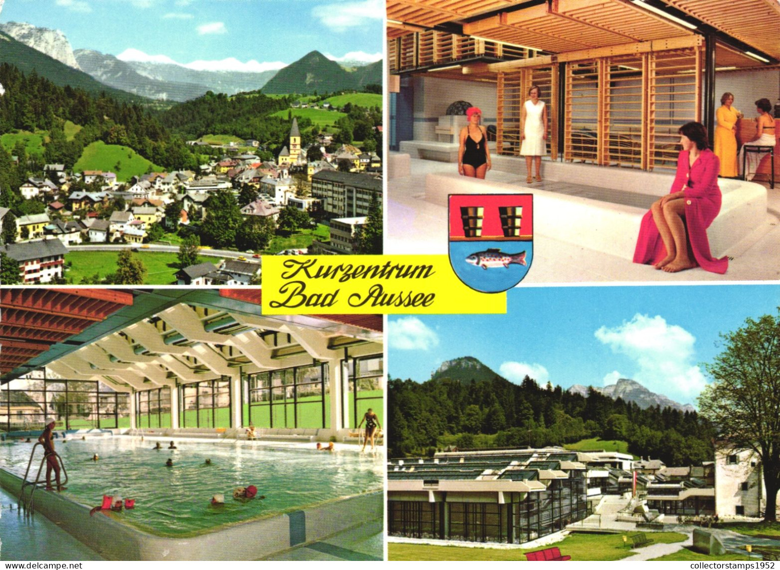 AUSSERLAND, STYRIA, BAD AUSSEE, MULTIPLE VIEWS, ARCHITECTURE, POOL, SPA, EMBLEM, AUSTRIA, POSTCARD - Ausserland