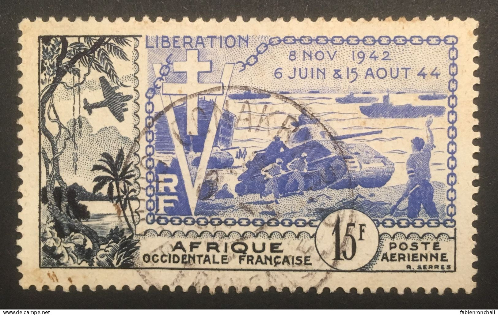 Afrique Occidentale Française 1954, 15 Fr, 10e Anniversaire De La Libération, Oblitéré - Usati