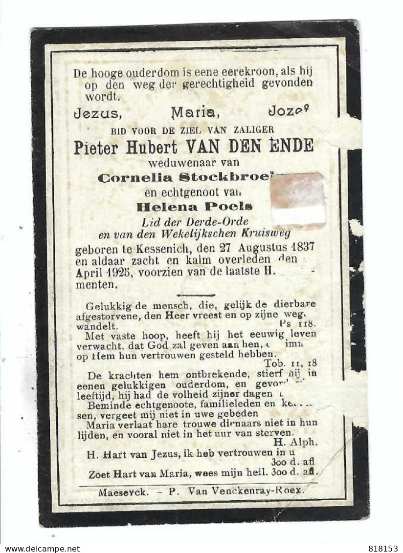 DP  Pieter Hubert VAN DEN ENDE   Geb.Kessenich 1837  Gestorven   1925 - Religion & Esotérisme