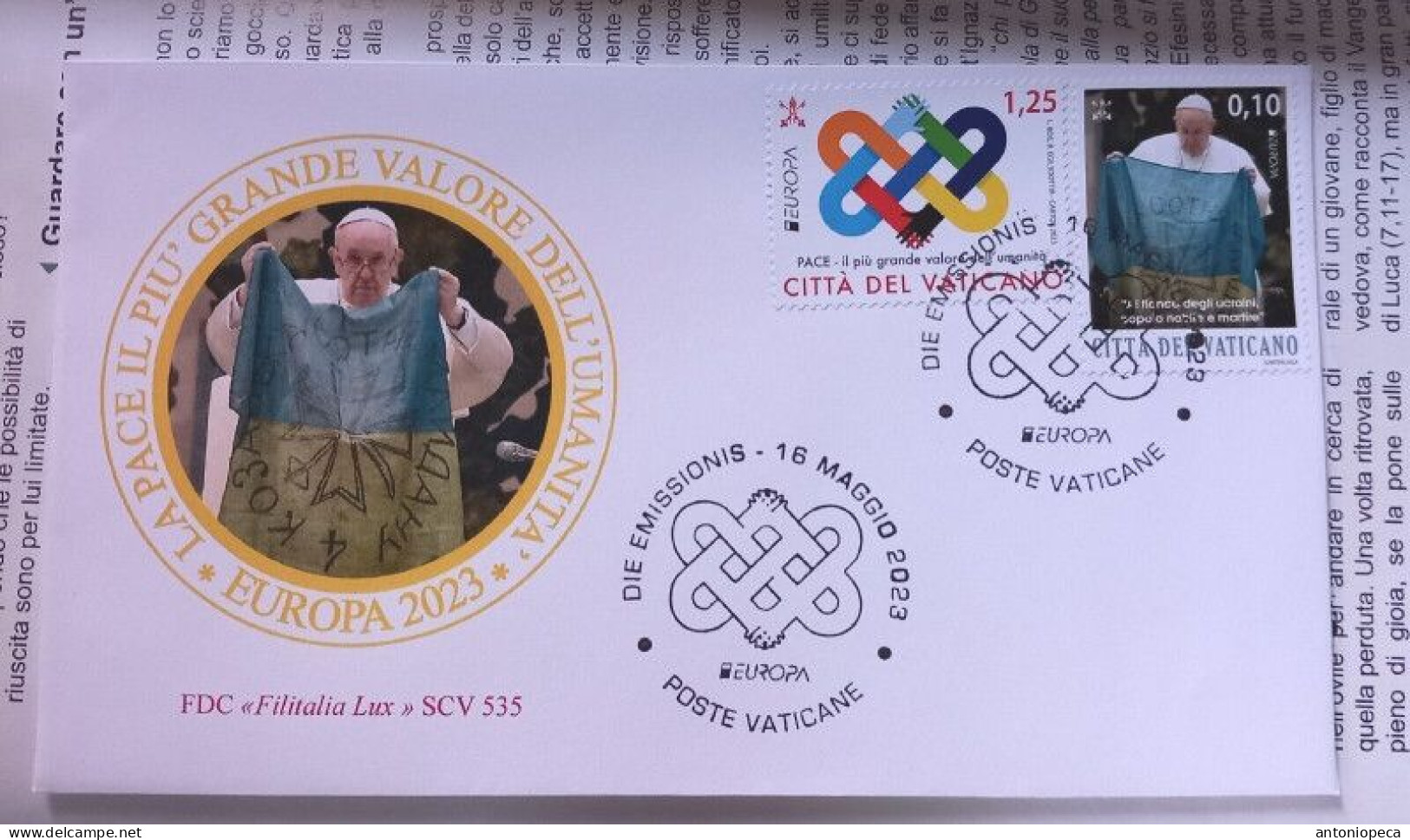 VATICAN 2023, EUROPA CEPT, PACE, PAIX, PEACE , FDC - Ungebraucht