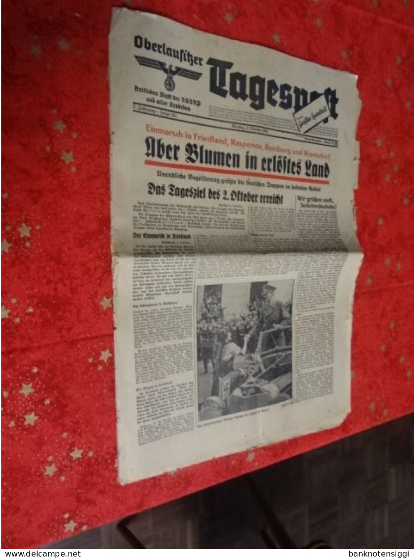 Zeitung "Oberlausitz Tagenspost"1938 - Deutsch