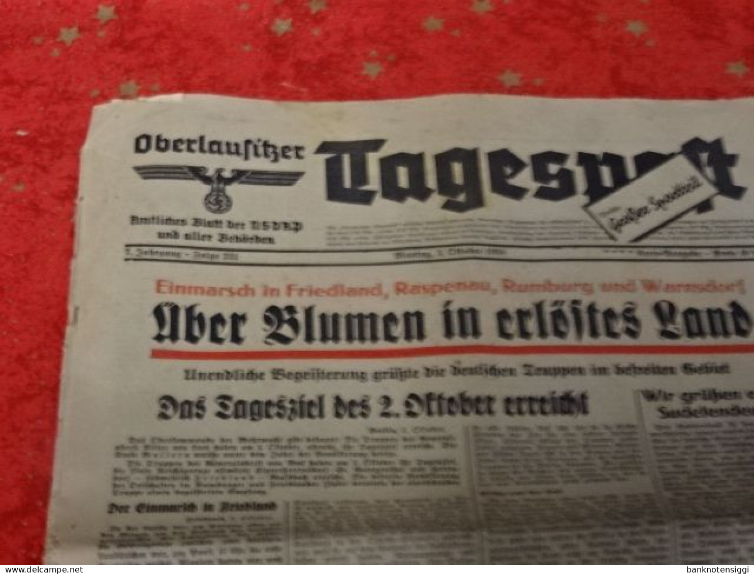 Zeitung "Oberlausitz Tagenspost"1938 - Tedesco