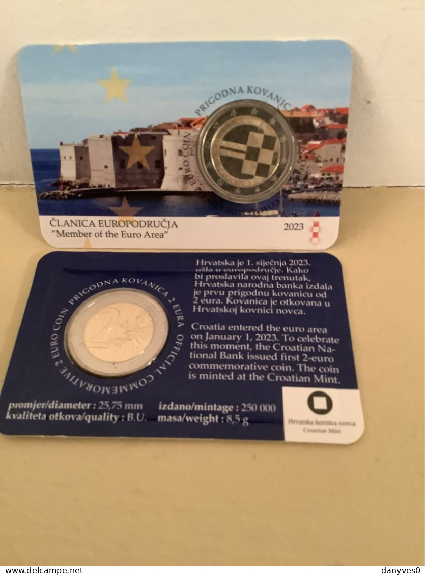 Pièce  Commémorative 2 Euro Croatie  2023 Coincard  "  Entrée Dans L' Union Monétaire Européenne  " - Croatia