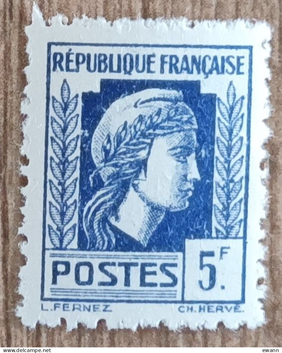 France- YT N°645 - Marianne D'Alger 5f Bleu-violet - 1944 - Neuf - 1944 Gallo E Marianna Di Algeri