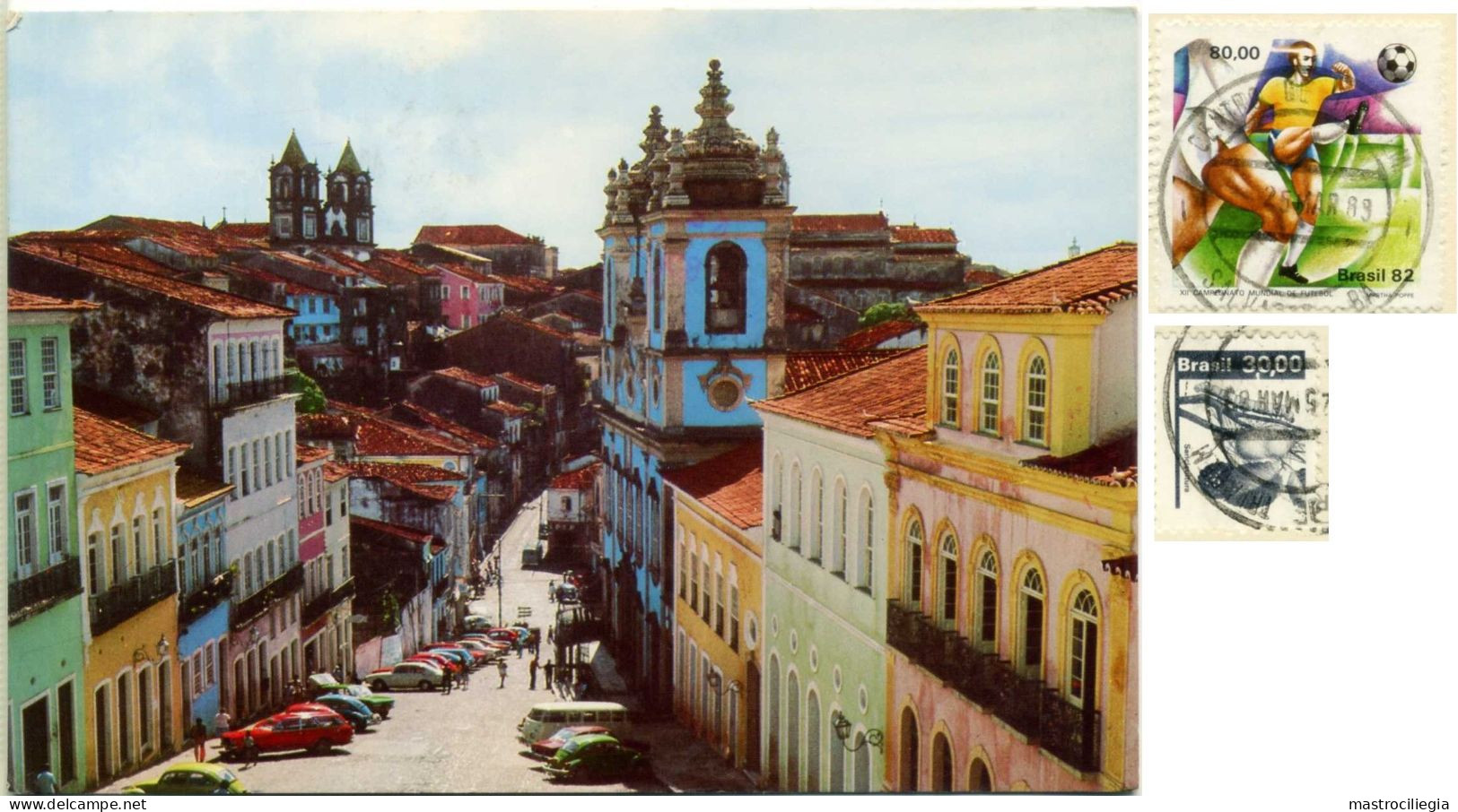 BRASIL SALVADOR DE BAHIA Pelourinho Com A Igreja De N.S. Dos Pretos Nice Stamps Footbal Futebol  - Salvador De Bahia